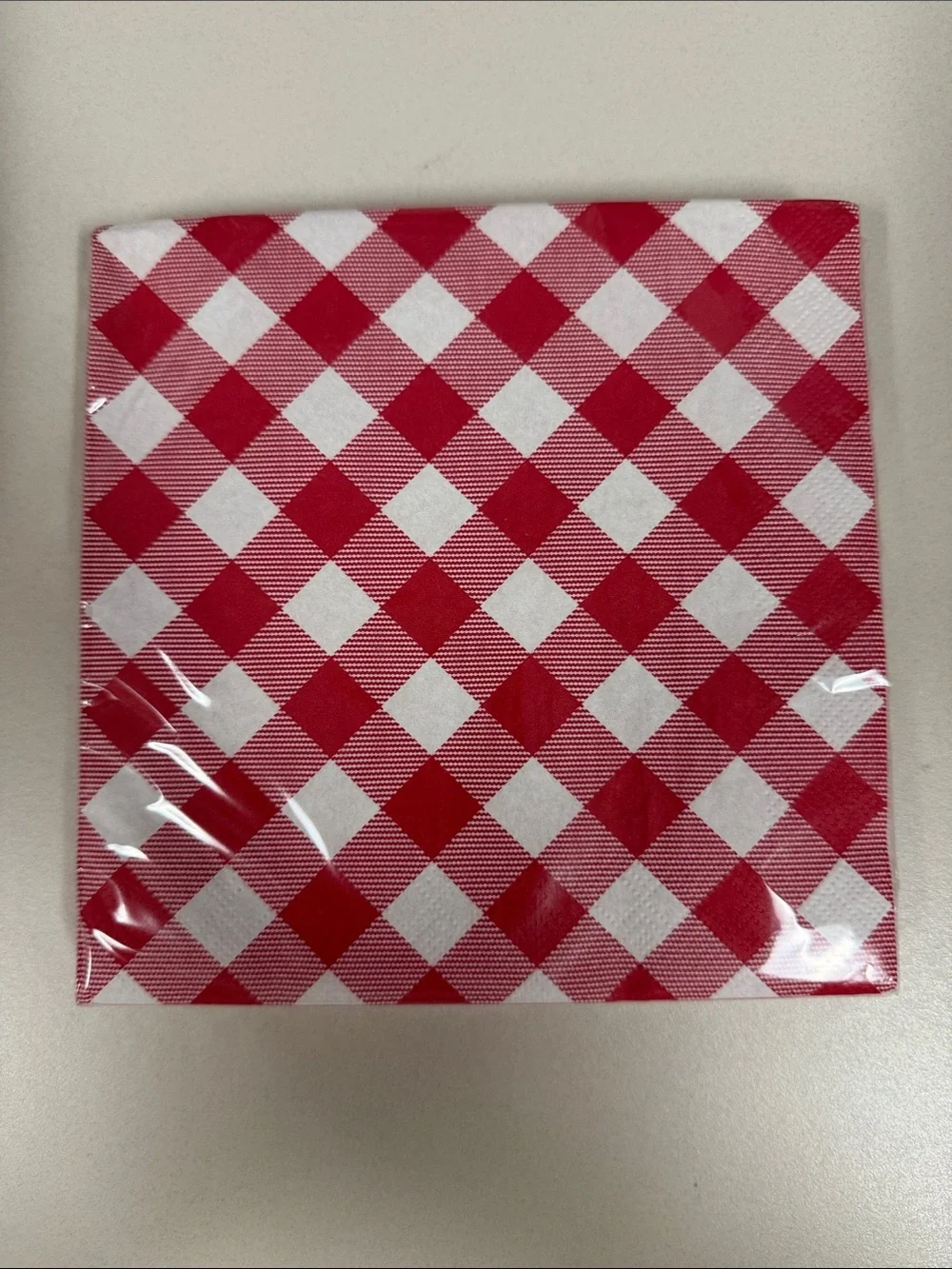 White Red Gold Retro Gingham Plaid Picnic Set Paper Plates Napkins Table Cover